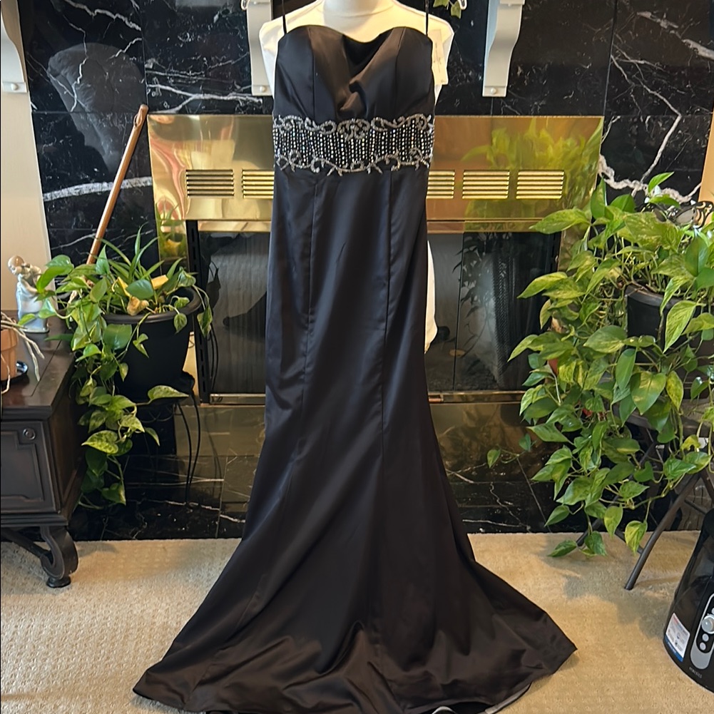 Jovani Black Sequin Embellished Strapless Gown